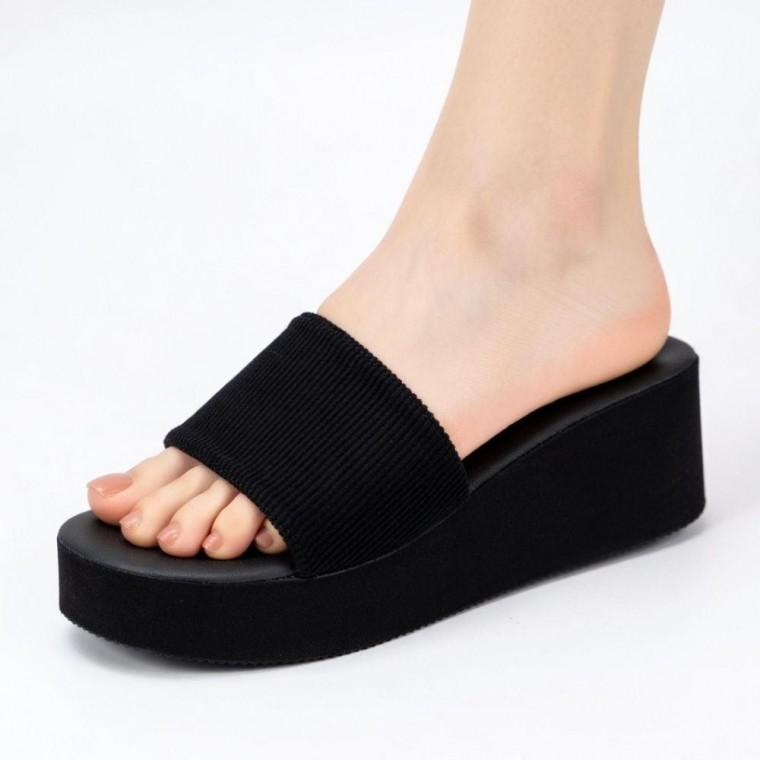 오피스룩 경량 5cm 굽 키높이 슬리퍼 여성 통굽 웨지힐 굽있는 민자 여름 사무실