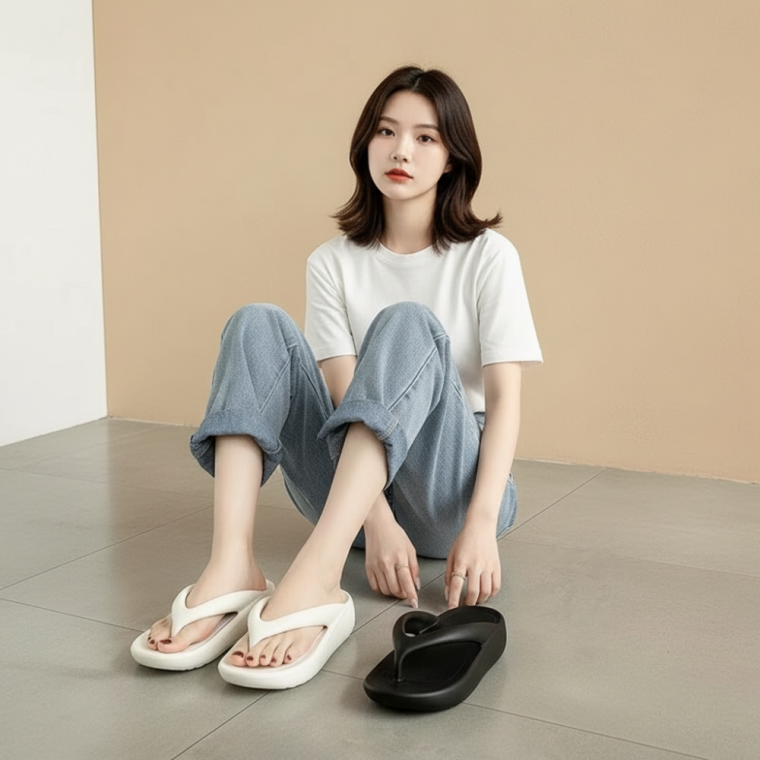 푹신한 굽높은 통굽 플립플랍 커플 여름 쪼리 슬리퍼 샌들