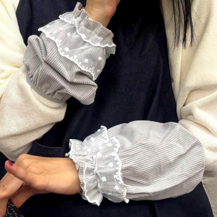 레이스 플레어 짧은팔 토시 반토시 그레이 면토시 사무용팔 미니팔