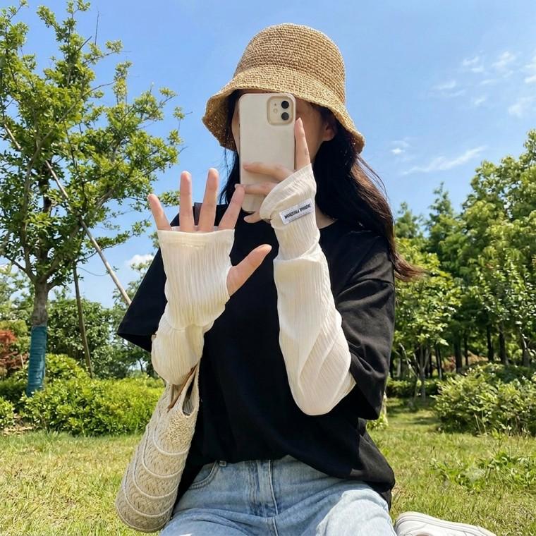 여성용 루즈핏 실크 팔토시 링클 쿨토시 자외선차단 레이어드 토시