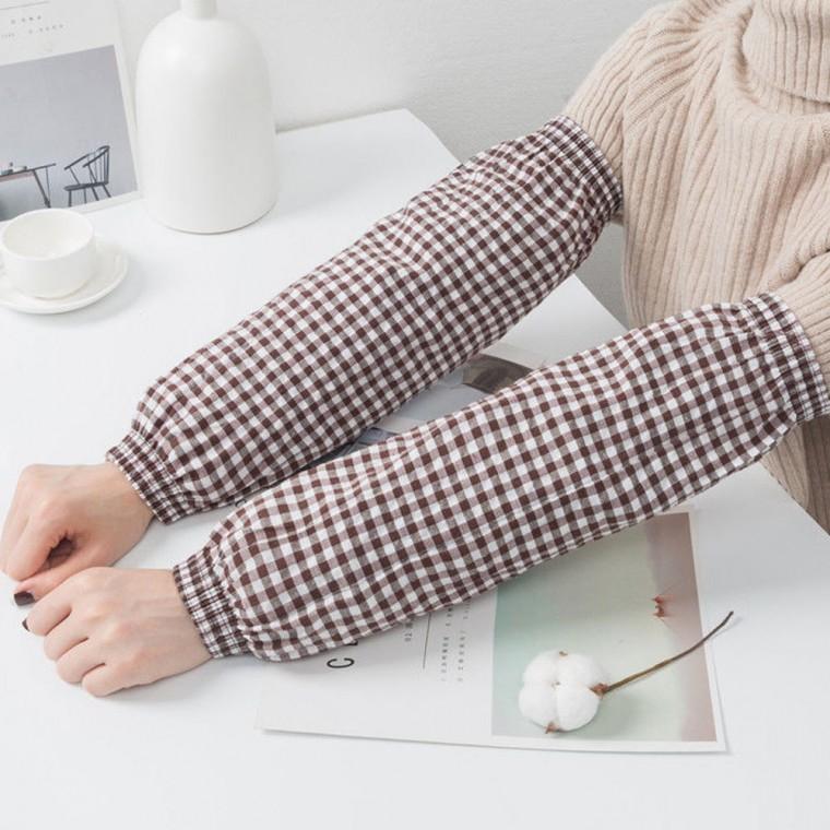 면 체크무늬 작업용 팔토시 양팔 착용세트