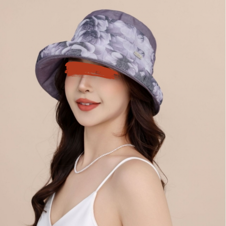 직구직판 장식 패턴 나염 여름 페도라 해변 휴양지 데일리 쉬폰 중년여성모자 여름모자
