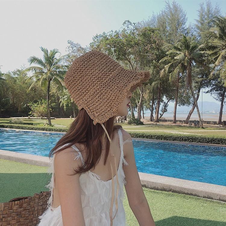 프릴 엔 버킷햇 / 벙거지 모자 왕골모자 봄 모자 여름모자 밀짚모자 챙모자 파나마햇 라피아햇 바다