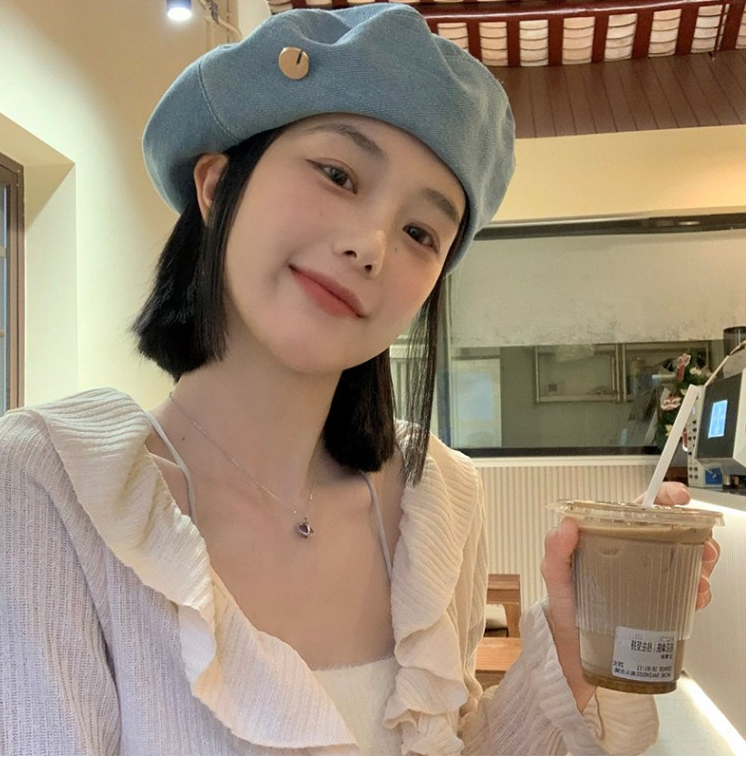 아트 청 베레모 / 베레모자 빵모자 화가모자 여름모자 가을 모자 바캉스 자외선 차단