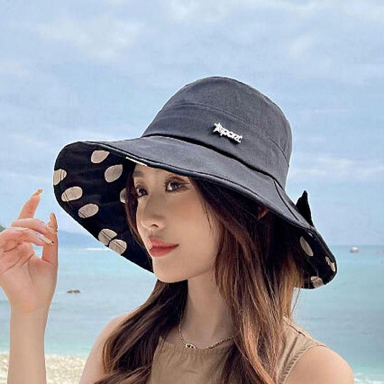 리본 포인트 여성 비치 나들이 등산 패션 모자 여자 여름 썬캡 돌돌이 여름돌돌이 오픈