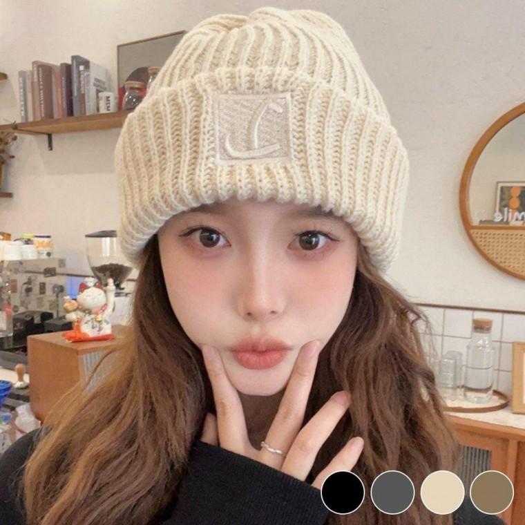 자수 라벨 도톰 공용 비니 여름 모자 수면 숏비니 여름용 남성 여성 니트