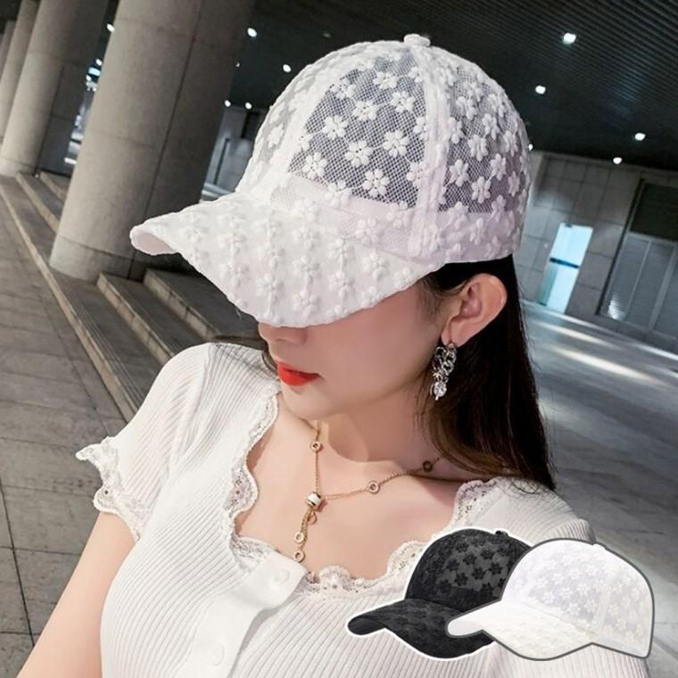 여자 여름 외출 예쁜 귀여운 모자 플라워 패턴 캡