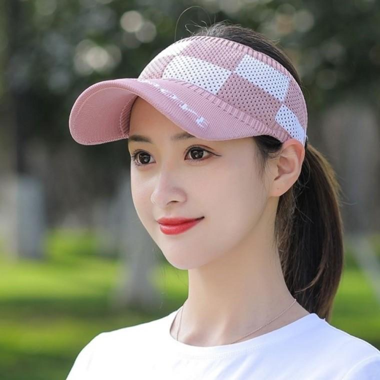 [별별창고] 체크 스판 스포츠 썬캡 봄 여름 모자 햇빛가리개 여성 챙모자 테니스모자