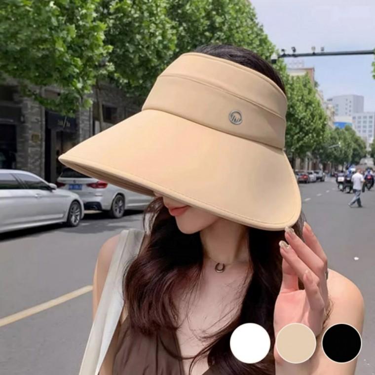 여름첫 햇빛 보호 빅와이드챙 모던 레터링 여성 썬캡
