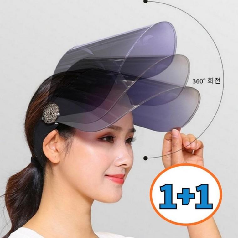 1+1 여성 투명 썬캡 챙넓은 자외선차단 햇빛가리개 여름 선캡 (2개세트)