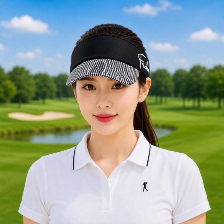 여성 여름 골프 선캡 캐주얼 스포츠 체크 모자 썬캡