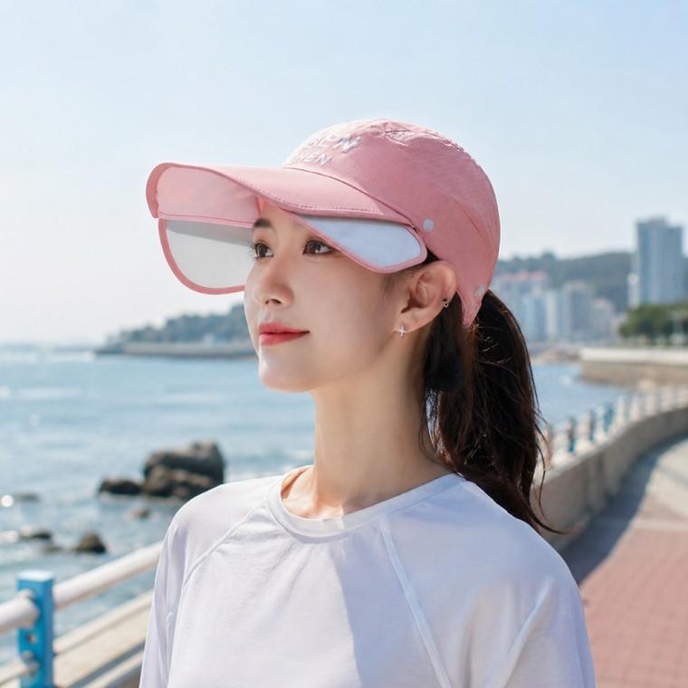 여름 여성 자외선차단 선캡 넥커버 메쉬 통기성 실용적인 야외모자