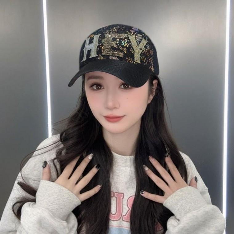 최고급 봄 여름 레이스 메쉬 볼캡 시스루 큐빅 헤이 모자 망사 자외선차단 여성 여자 캡 챙 썬캡