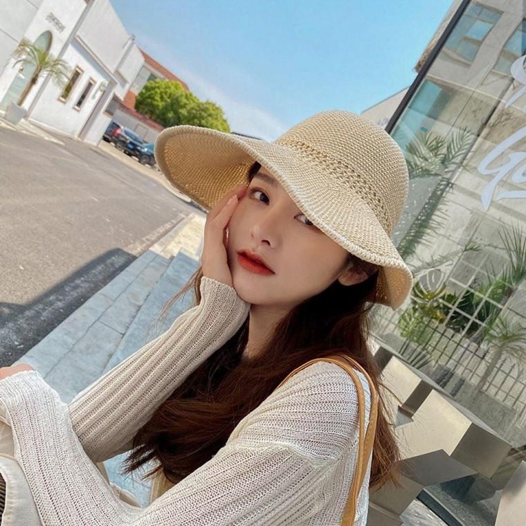 여성 해변 휴가 벙거지 챙 모자 캠핑 비치 버킷 햇 여름 밀짚모자 여자 밀집 서핑햇