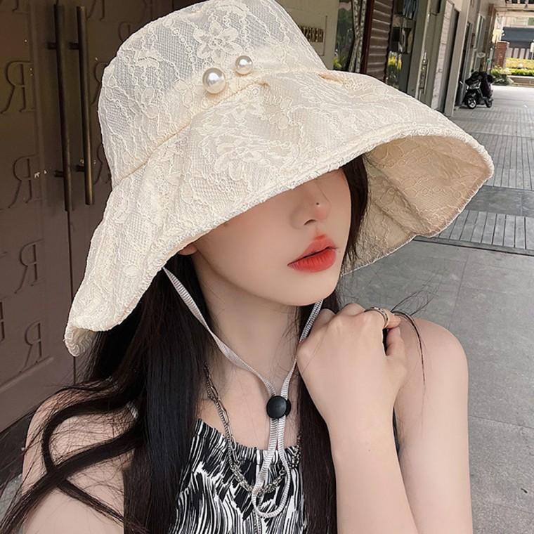 [엠에스]24074 진주 레이스 햇/여름모자/바캉스모자/여성모자/접이식모자/지사모자/라피아모자