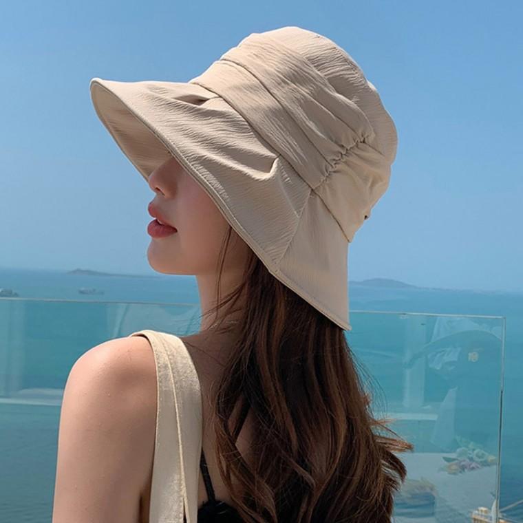 [엠에스]25027 이중 셔링 벙거지/간절기모자/여름모자/여성모자/버킷햇/햇빛차단모자