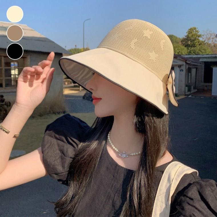 예쁜모자 뒷리본 메쉬버킷햇 해변 해외여행 여름모자