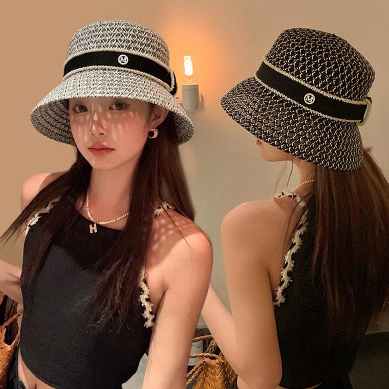 여름 M뱃지 바캉스 여성 중년 패턴 고급스런 버킷햇