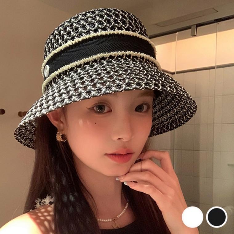 세련된 통기성 여름 데일리 세련된 우븐 패턴 여성 M 모자