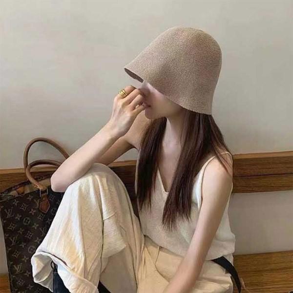 통기성 여성 여름 심플 롱 모자 버킷햇 벙거지 데일리