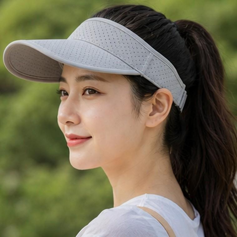 메쉬 스포츠 썬캡 통풍 경량 여름 야외활동 운동용 사이즈조절 그레이