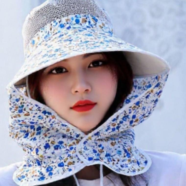 농사 모자 꽃무늬 햇빛 차단 목가리개 밭일 작업 작업용 농부햇 여름 작업모자 벌초