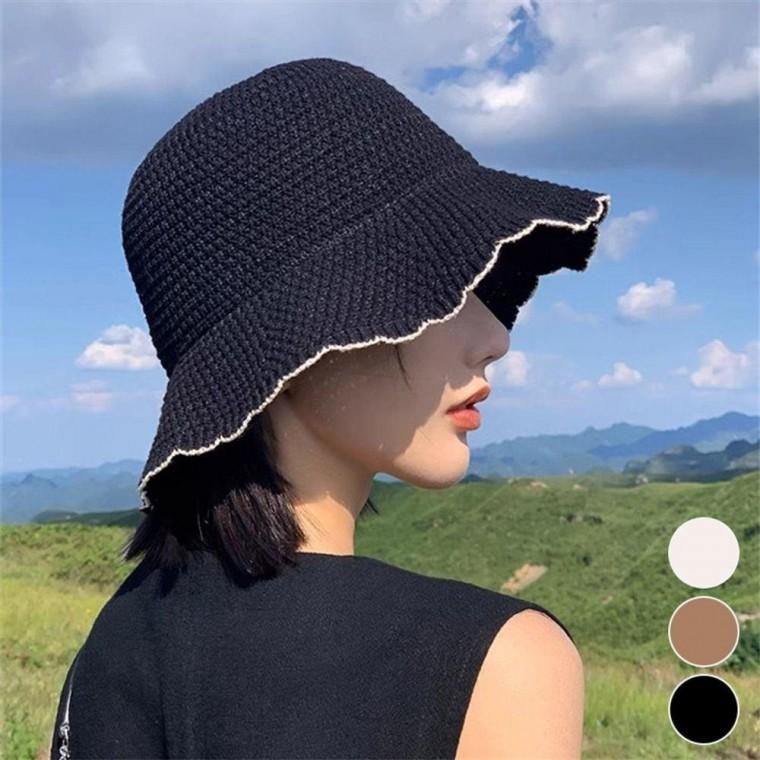 꽃잎 테두리 버킷햇 비치캡 왕골 모자 라탄 밀짚모자 여름 썬캡 돌돌이 오픈 봄모자