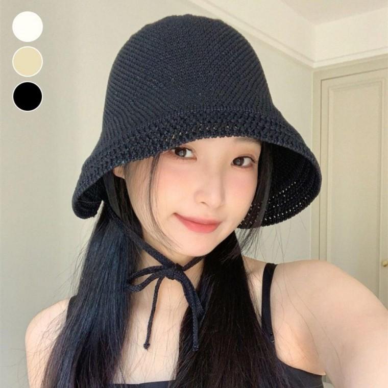 소공녀 니트 짜임 버킷햇 비치캡 왕골 모자 보닛햇 보넷 라탄 밀짚모자 여름 썬캡 돌돌이
