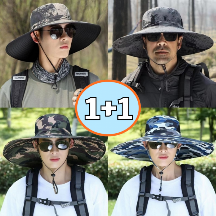 1+1 남자벙거지모자 여름 바캉스 메쉬 벙거지 챙넓은 사파리 모자 (2개세트)