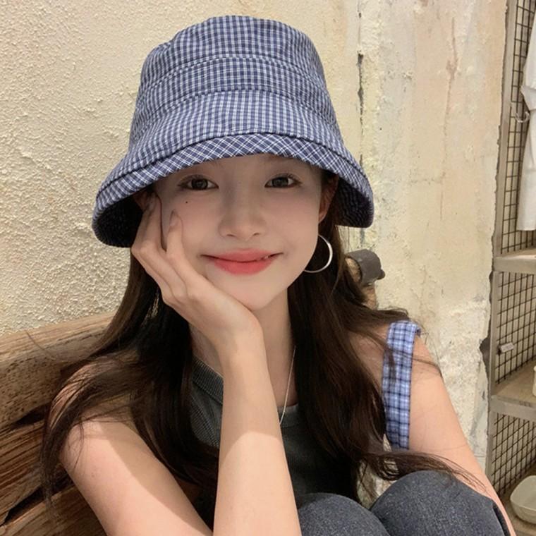 [보리별] 체크 버킷햇 데일리 여름모자 리본포인트 대두 벙거지 모자 사파리모자