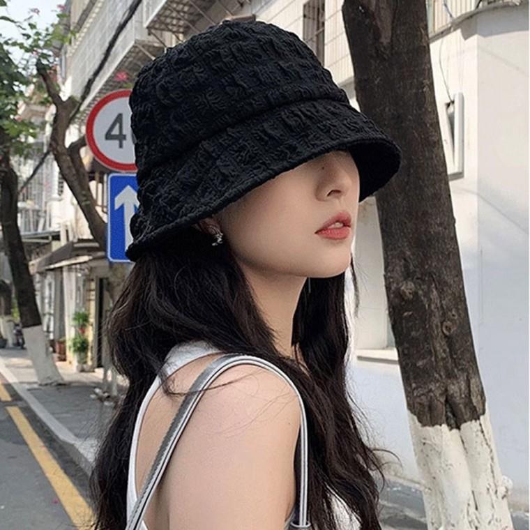 링클 엠보 버킷햇 데일리 챙모자 여름모자 벙거지모자