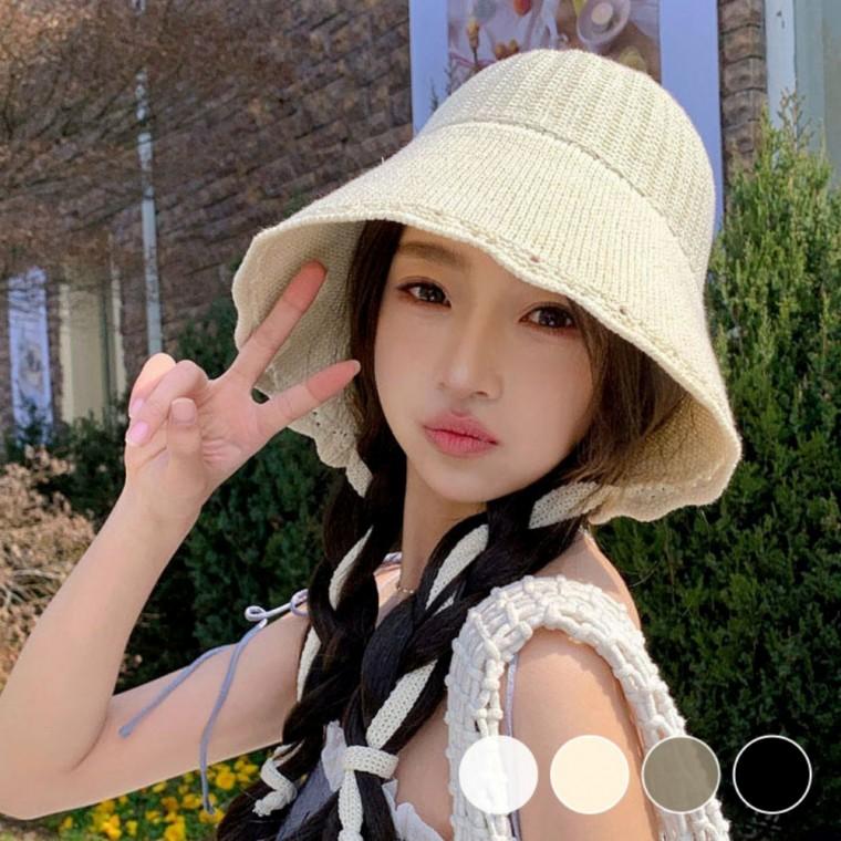 여름 햇빛 차단 예쁜 레이스 포인트 스트랩 보닛햇