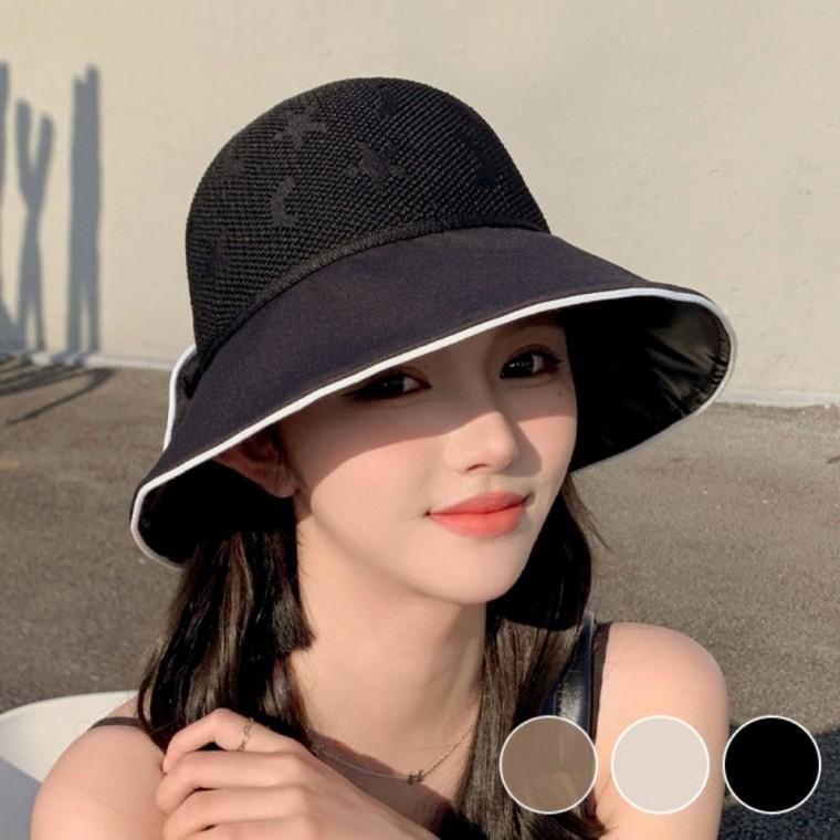 별달 뒷리본 포인트 여름 메쉬 통기 예쁜 배색 버킷햇