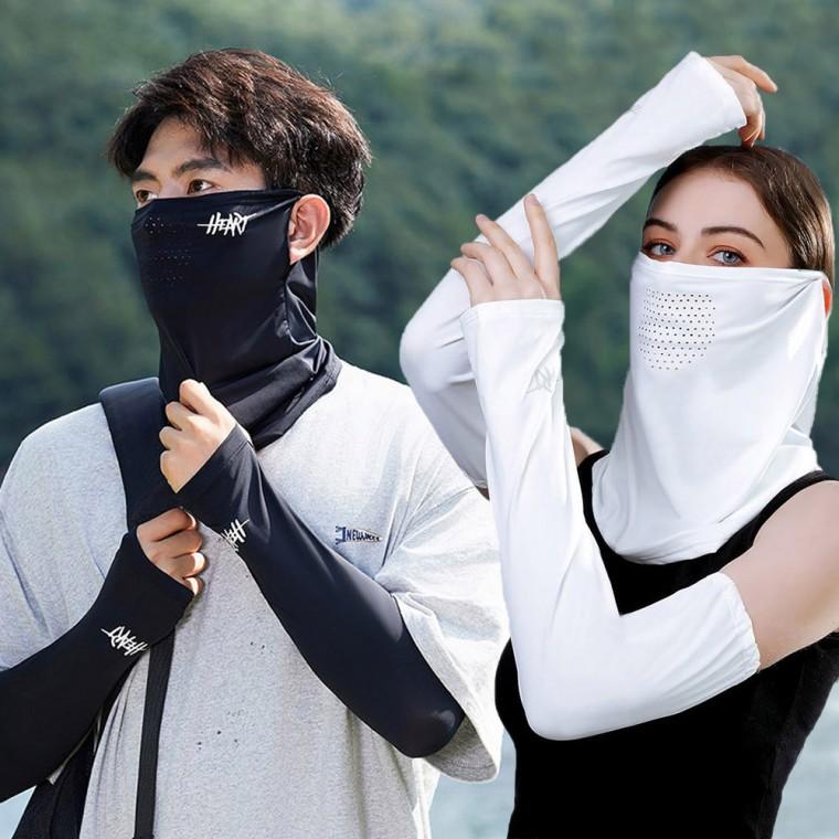 남성 여성 레터링 포인트 쿨링 마스크 팔 토시 세트