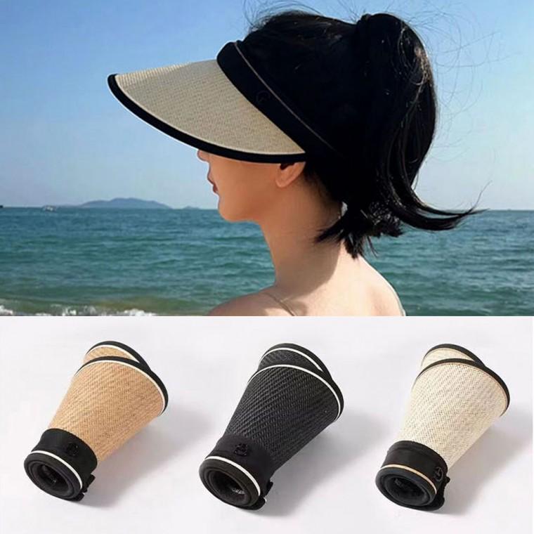 G라탄 돌돌이 썬캡 밀짚모자 선캡 휴대용모자
