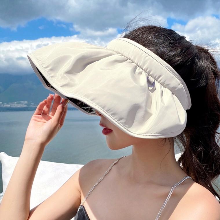 롤업 접는 머리띠 썬캡 모자 베이지