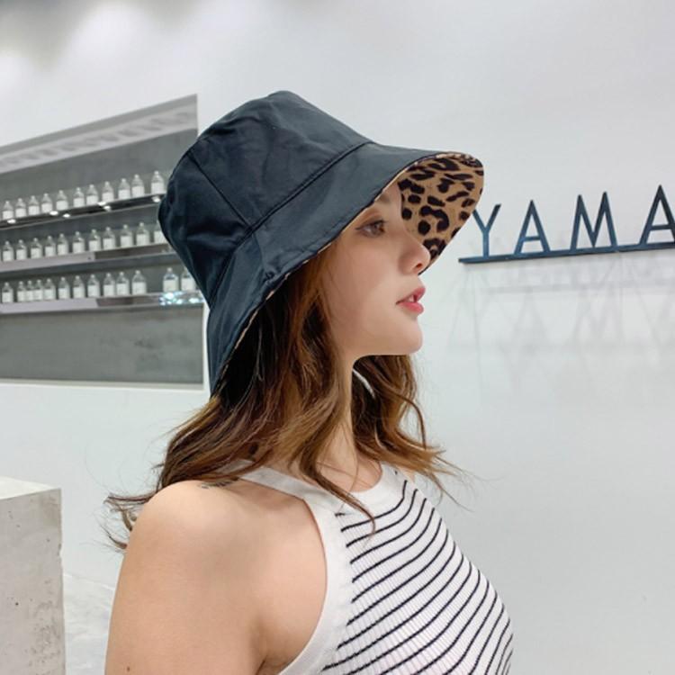 양면 호피 패턴 벙거지 모자/면모자/버킷햇/ 썬캡/여성모자/여자모자
