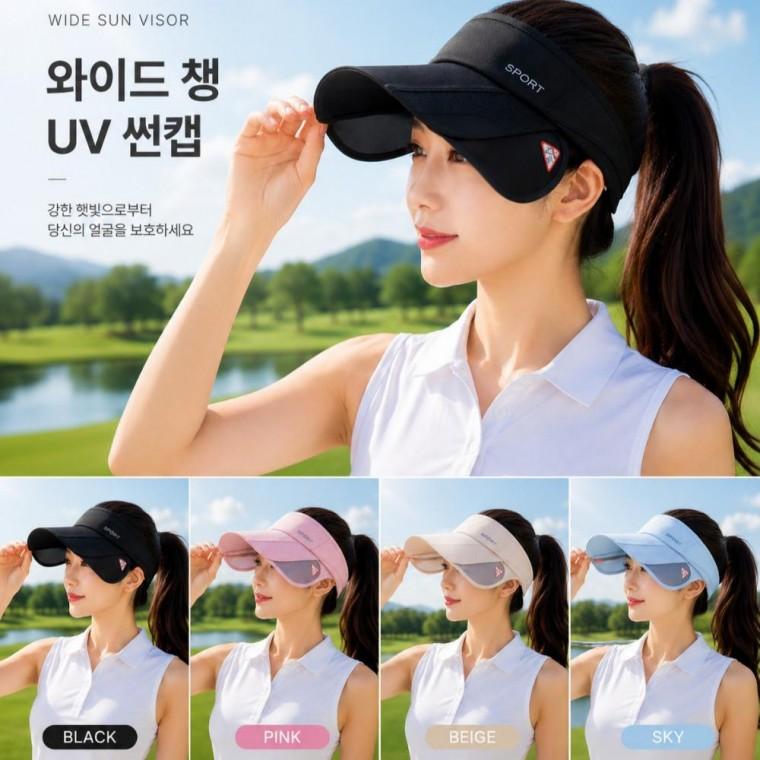 여성 골프 썬캡 자외선차단 사이드 챙조절 썬바이저 여름 스포츠모자