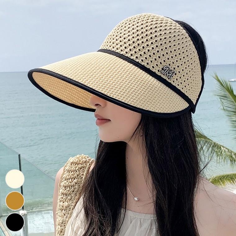 넓은챙 돌돌이보관 m장식 햇빛차단 니트 썬캡 간편