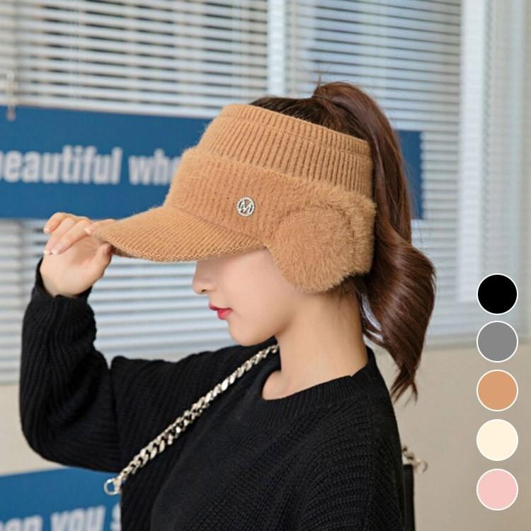 여성 골프썬캡 귀마개캡 따뜻한 모던 캐주얼 니트볼캡