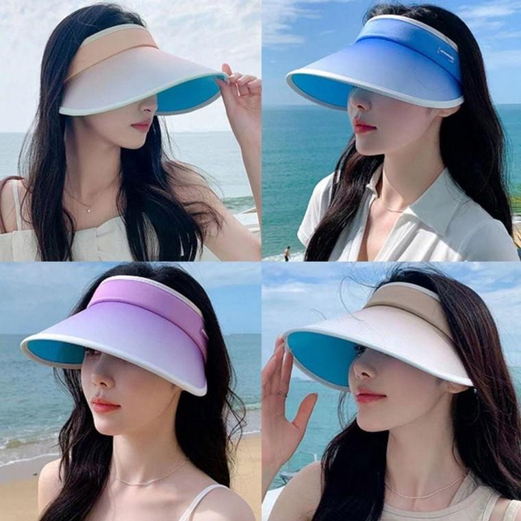 여성 그라데이션 컬러 색상 예쁜 사이즈 조절 썬캡 햇빛 차단 모자 시원한 차단썬캡 여자