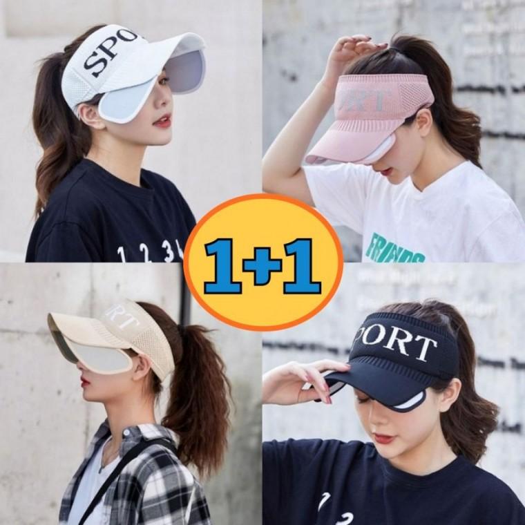 1+1 여성골프모자 썬캡 사이드 챙조절 여름 니트 캡모자 (2개세트)