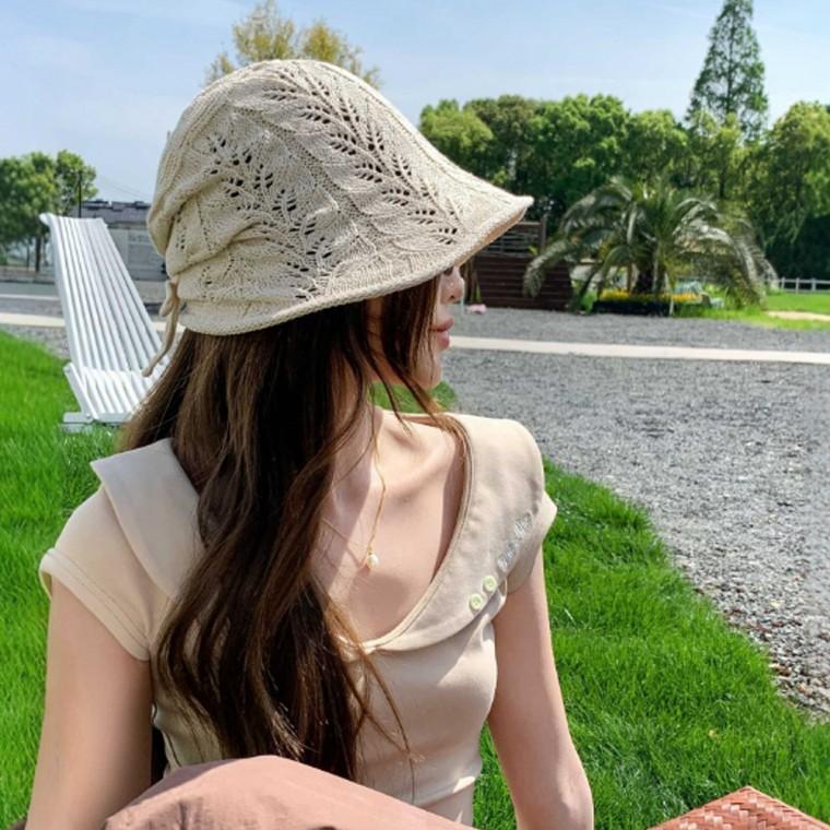 준캡 성인모자 나뭇잎패턴와이어챙 밀짚 벙거지 돌돌이면모자 썬캡 가림막 여성 여자 모자 버킷햇