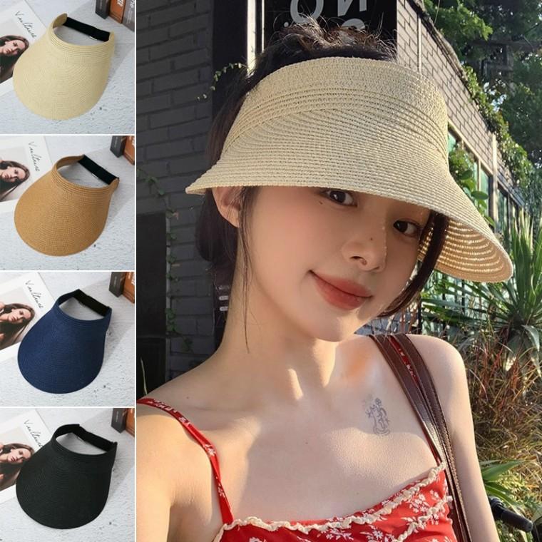심플 데일리 밀짚 썬캡 바캉스모자 비치캡 왕골 라탄 모자 여름 ELM-291