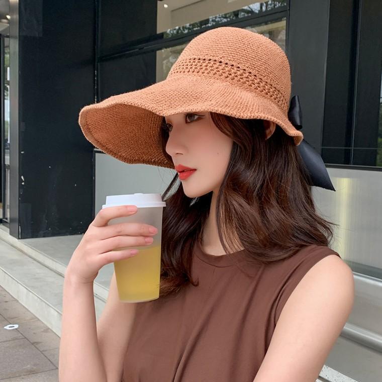 비치 썬캡 모자 라탄 물놀이 바캉스 휴가 리본 밀짚