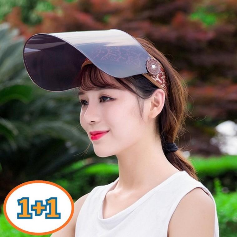 1+1 챙넓은 썬캡 360도 회전 햇빛가리개 여성 썬캡(2개세트)