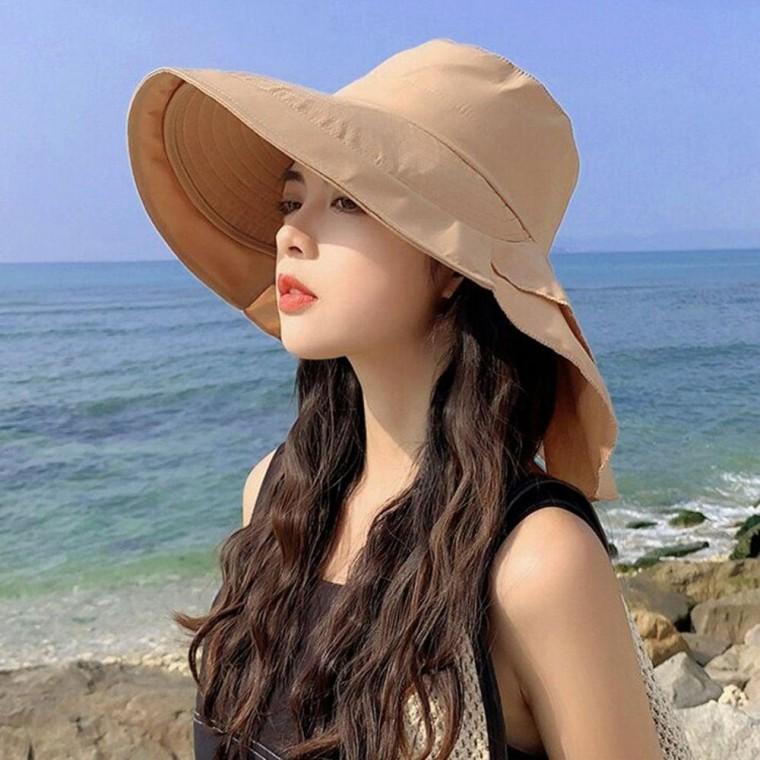 여성 바닷가 외출 휴양지 패션 뒷트임 비치 모자 썬캡 선캡 햇빛 가리개 UV 차단 왕골