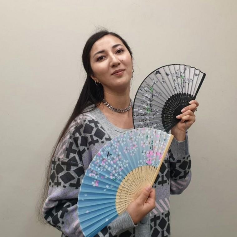 전통부채 매화꽃 합죽선 접이식 부채 흑색 휴대용 여름