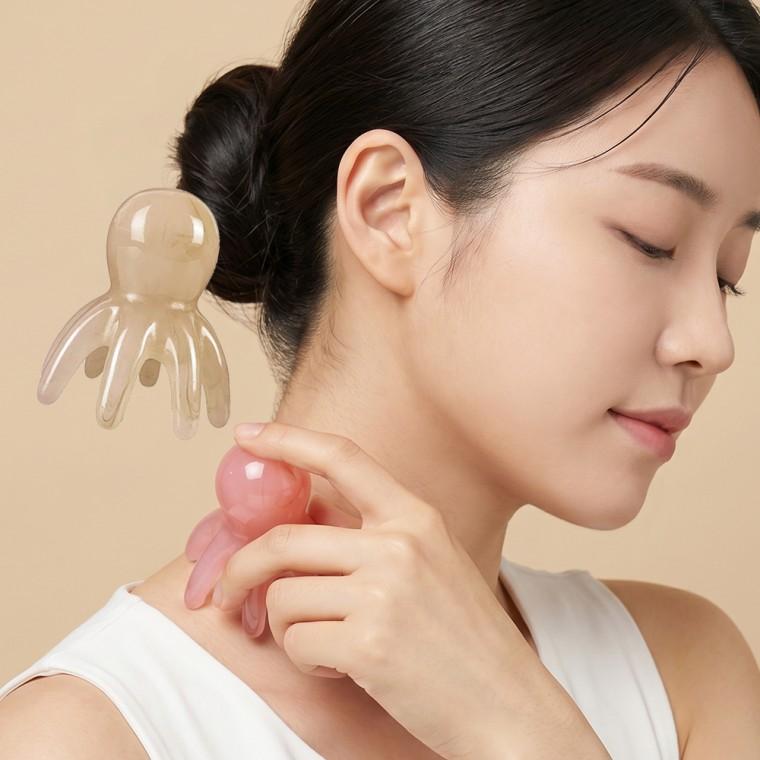 휴대용 문어 마시지 빗 미니 괄사 얼굴 손 발 지압기
