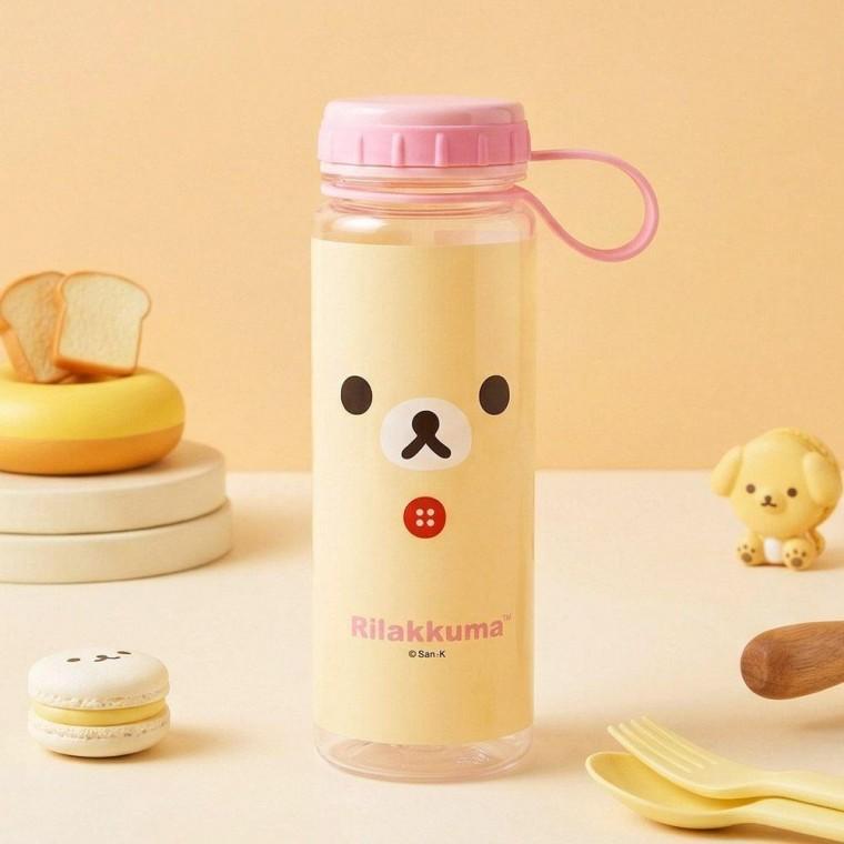 캐릭터 물통 리락쿠마 핸들 물통 500ml(얼굴) 핑크 보틀 휴대용 데일리 야외